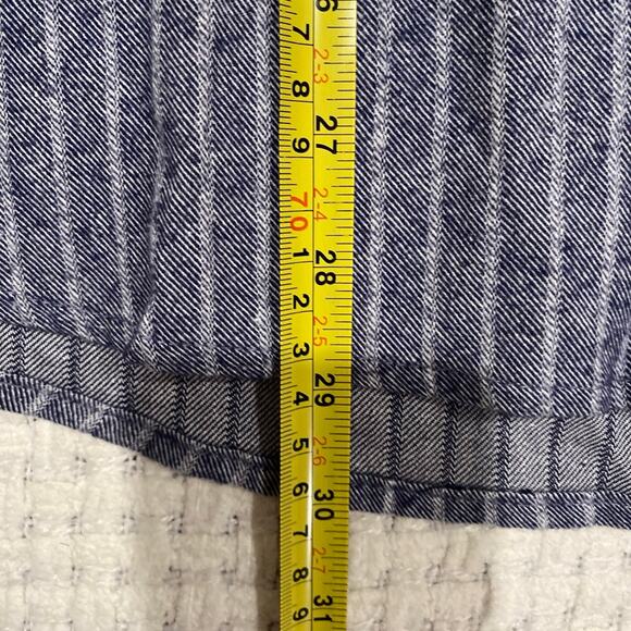 Purnell Santa Barbara Navy Striped Button-Down Cotton Shirt Size Large - Picture 8 of 9